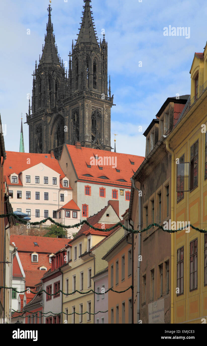 Germany, Saxony, Meissen, Cathedral, street scene, Stock Photo
