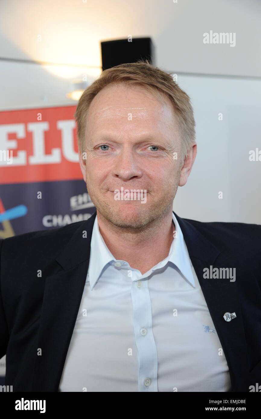 Cologne, Germany. 21st Apr, 2015. The manager of the German handball club THW Kiel, Thorsten Storm, attends the final four draw for the finals of the VELUX EHF in Cologne, Germany, 21 April 2015. The four best handball teams are going to face each other in the final matches for the EHF-Champions League title on 30 May and 31 May 2015. Photo: Horst Galuschka/dpa - NO WIRE SERVICE -/dpa/Alamy Live News Stock Photo