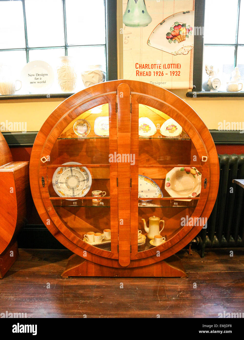 Pottery on display inside the old offices at Burleigh Middleport pottery factory StokeonTrent