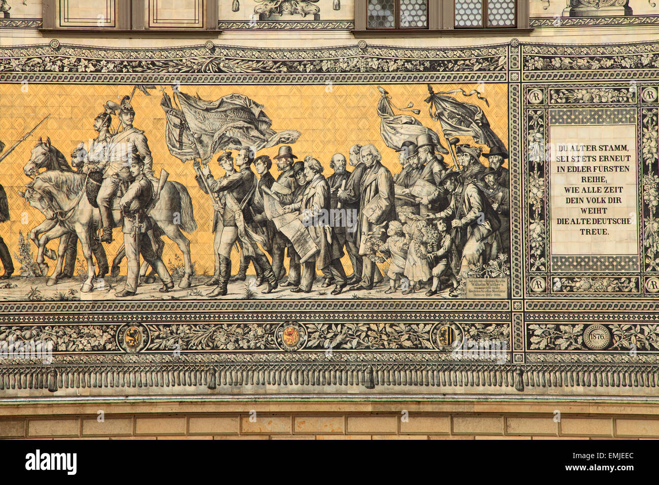 Germany Saxony Dresden Castle Fürstenzug Procession of Dukes mosaic Stock Photo