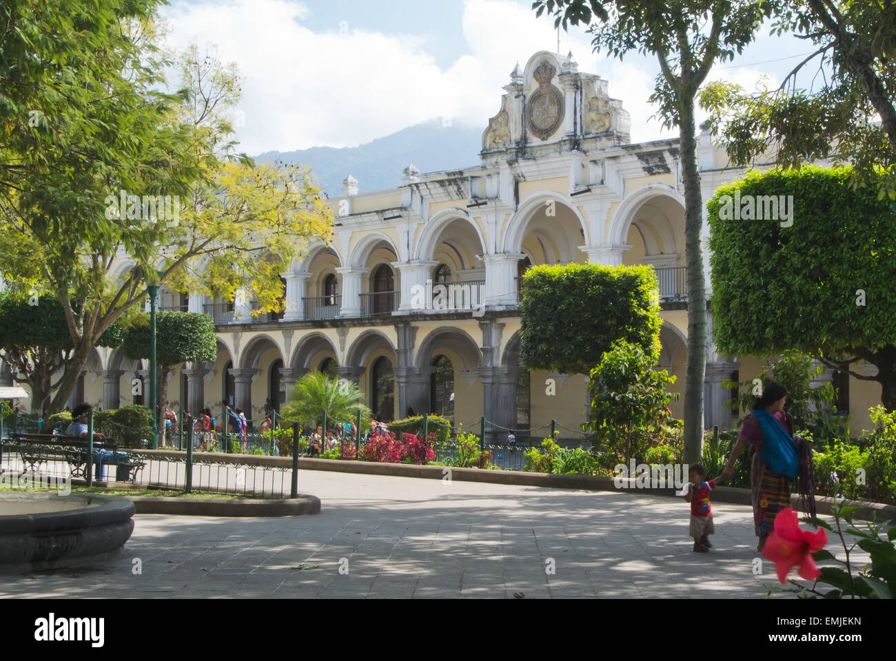 Palace of the Captains General, Parque Central, La Antigua, Guatemala Stock Photo