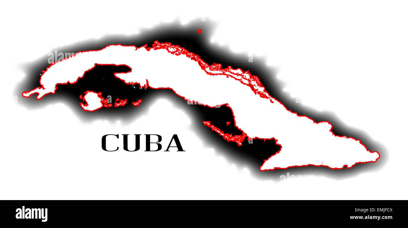 Outline blank map of the South American country of Cuba Stock Photo