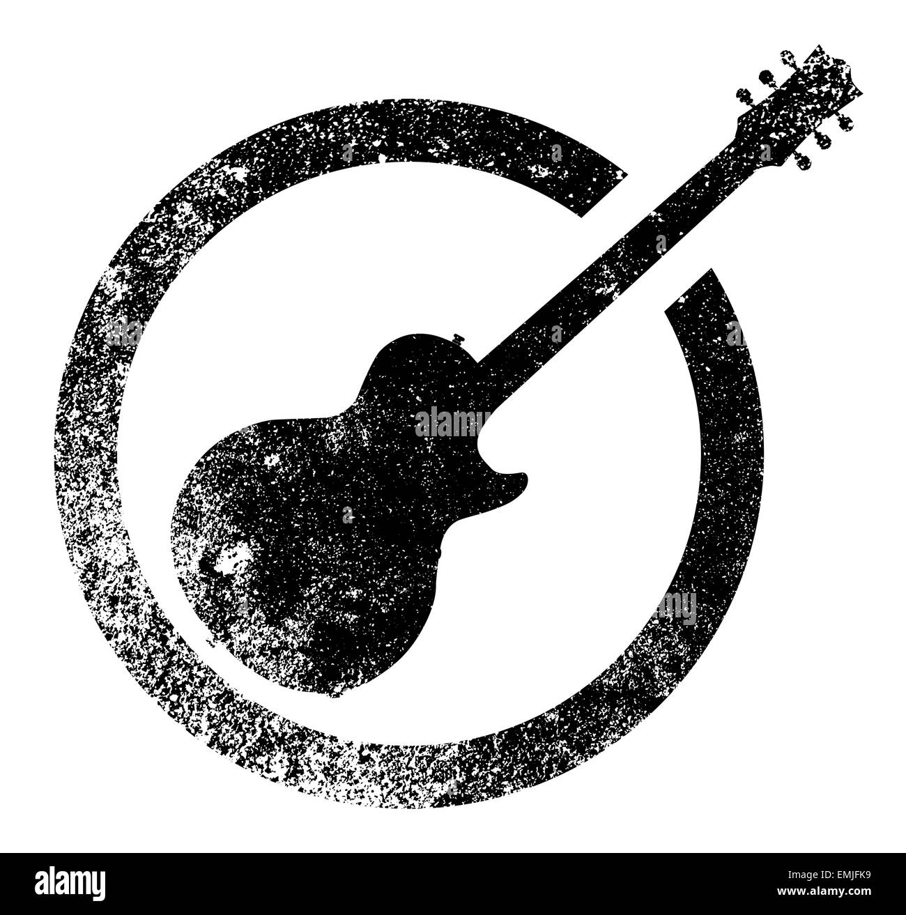 The definitive rock and roll guitar in black, isolated over a white background. Stock Photo
