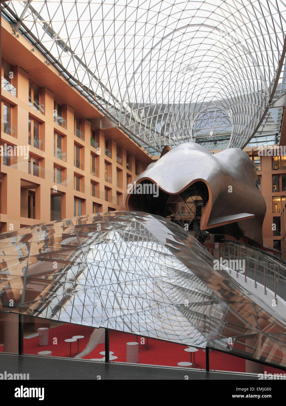 Germany, Berlin, DZ Bank, Atrium, Frank Gehry architect, Stock Photo