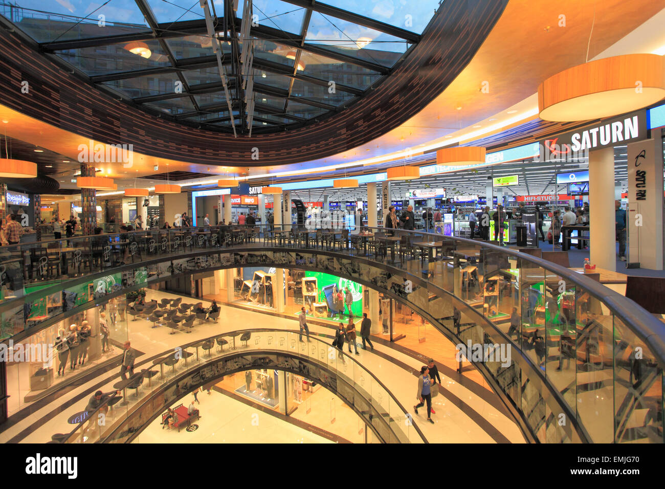 Germany, Berlin, Mall of Berlin, shopping, shops, people, Stock Photo