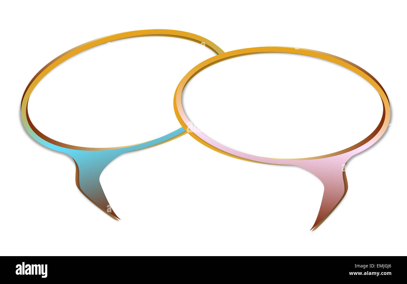 Two blank speech bubble in green over a white background Stock Photo ...