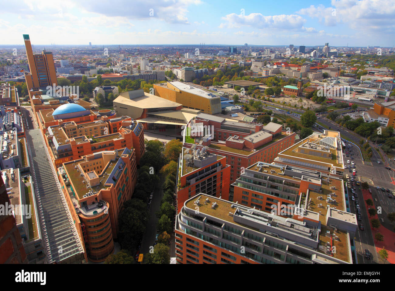 Germany, Berlin, Potsdamer Platz, general aerial view, panorama Stock