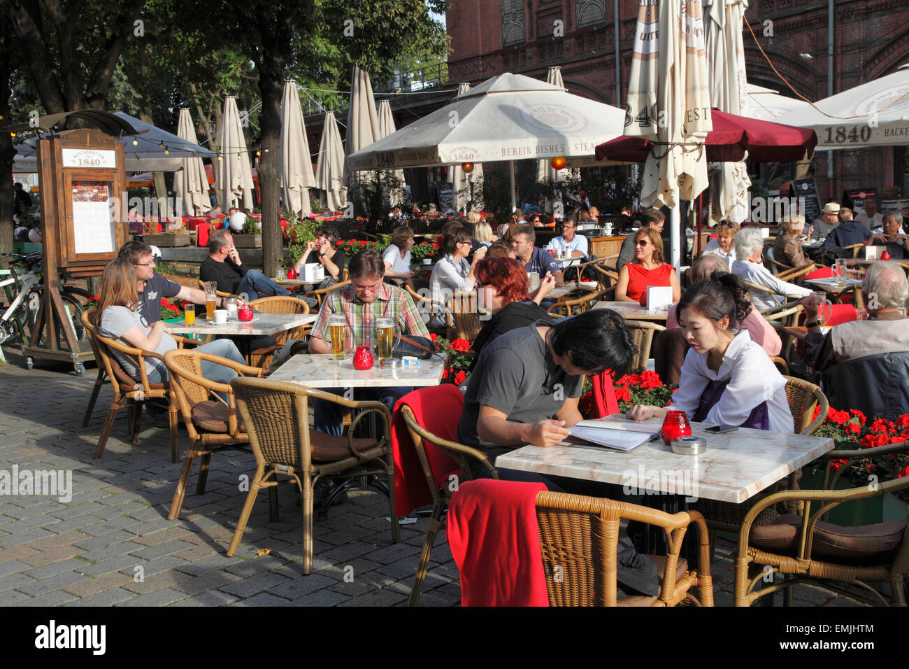 Germany, Berlin, Hackescher Markt, people, leisure, cafe, Stock Photo