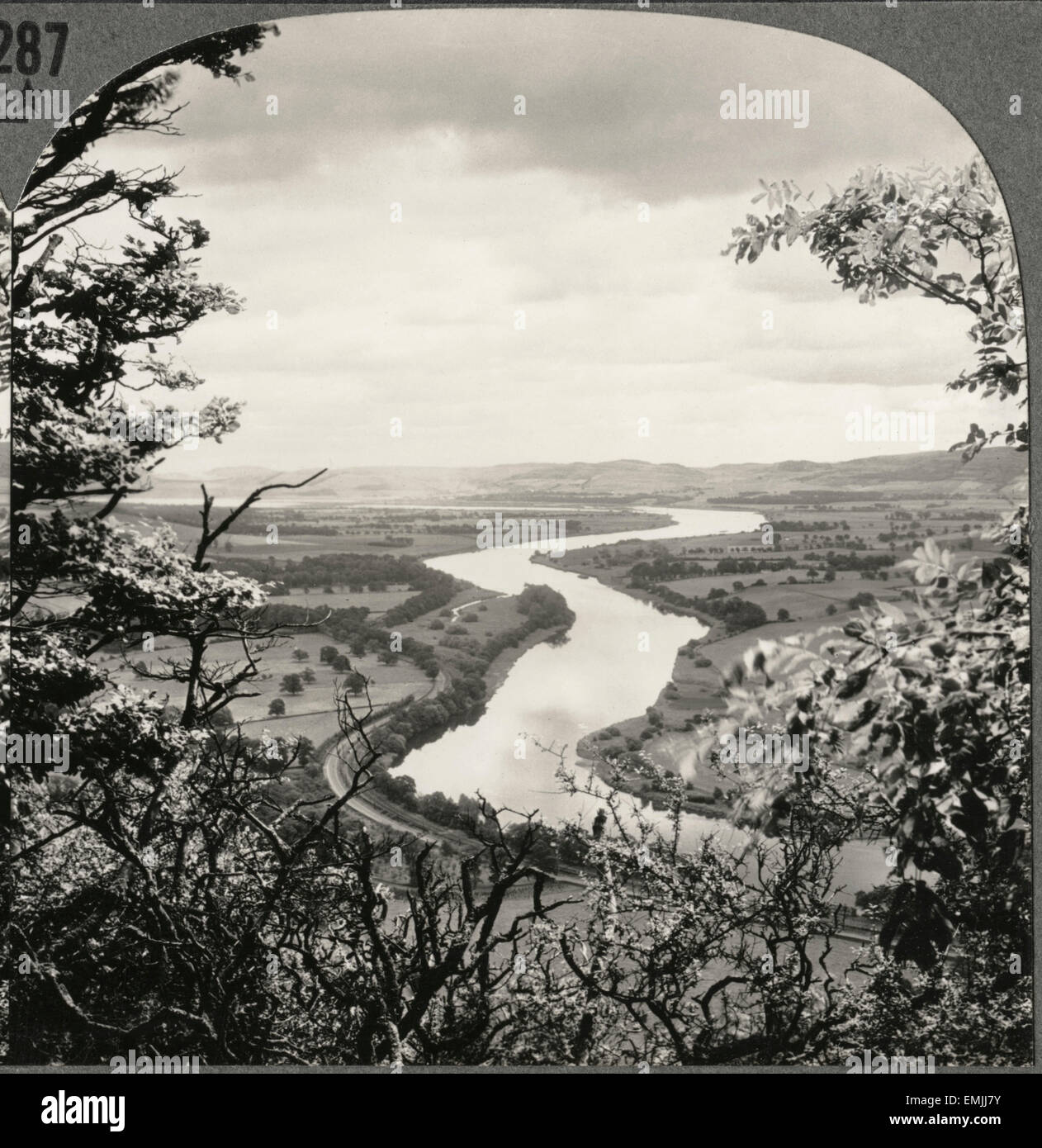 Overlooking the Beautiful Valley of the Tay, Scotland, UK, Single Image of Stereo Card, circa 1900 Stock Photo