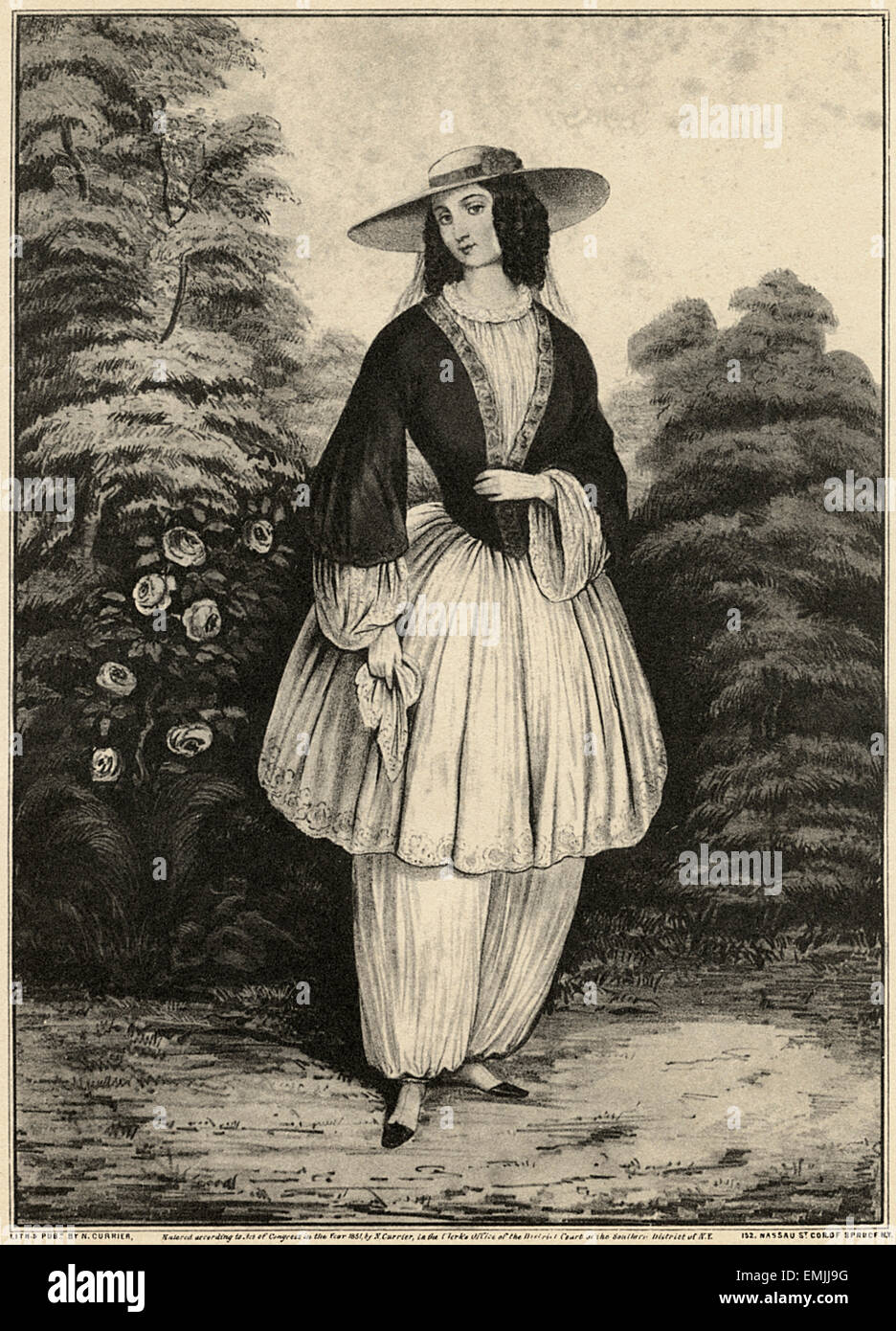 The Bloomer Costume, Nathaniel Currier, circa 1851 Stock Photo Alamy