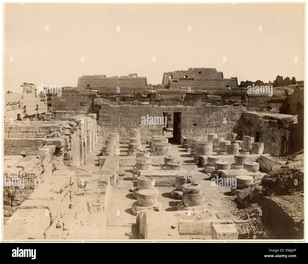 Ruins of Grand Hall, Thebes, Egypt, Albumen Print, circa 1880 Stock Photo