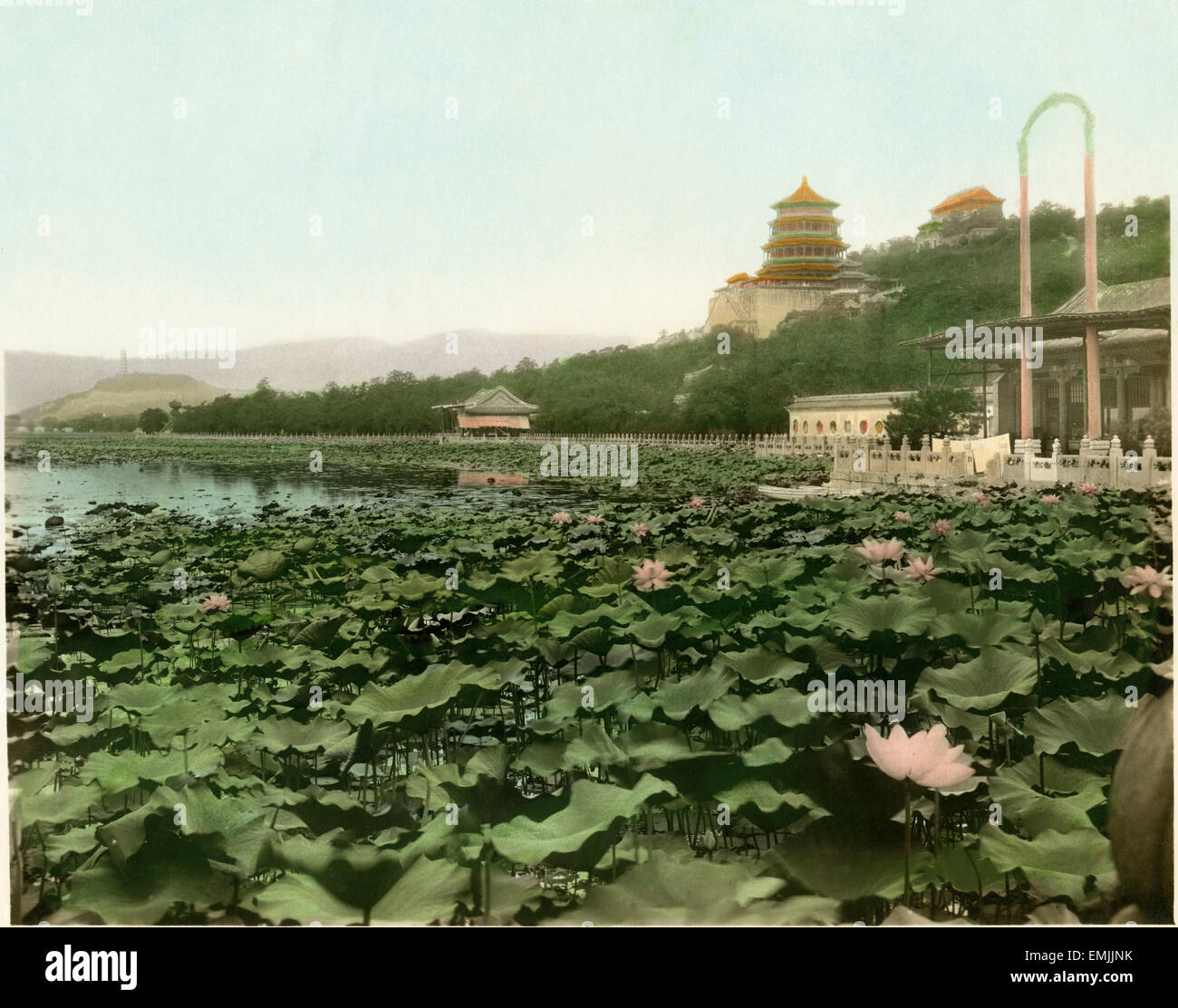Lily pond, Summer Palace, Beijing, China, circa 1930 Stock Photo