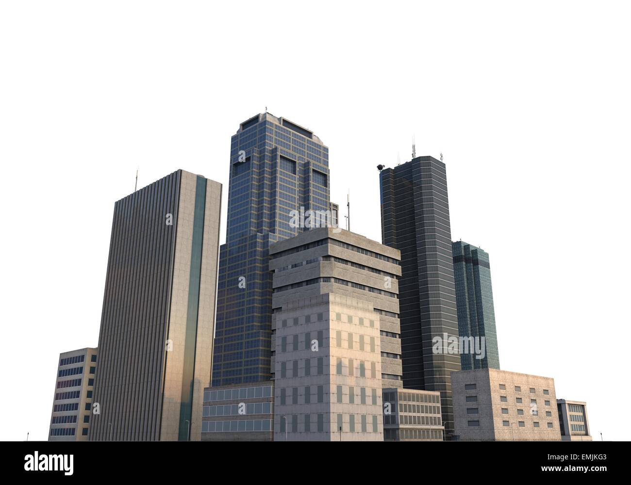 City Buildings Isolated On White Stock Photo - Alamy