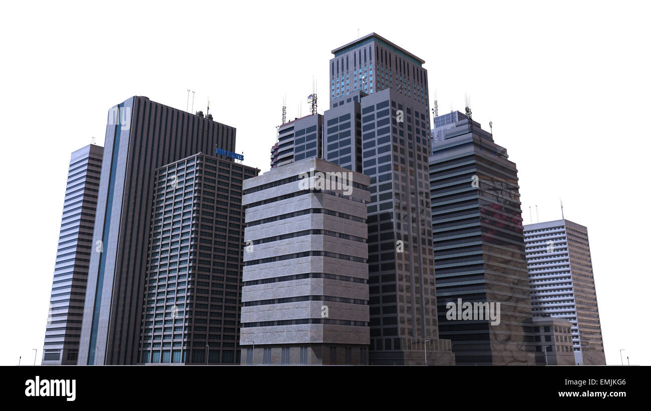 City Buildings Isolated On White Stock Photo - Alamy