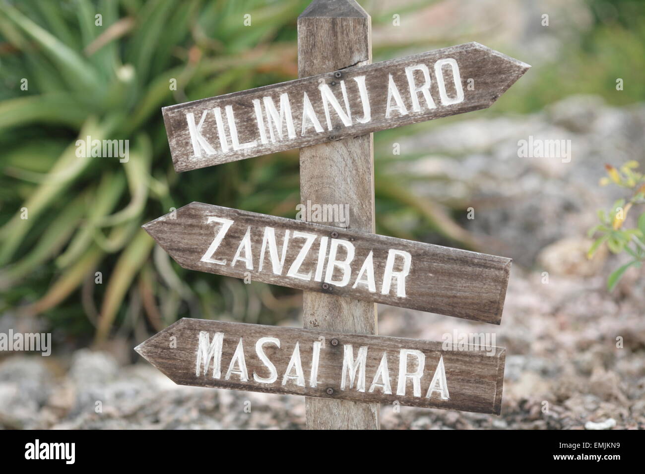 Wayfarers sign on the beach of Zanzibar Stock Photo