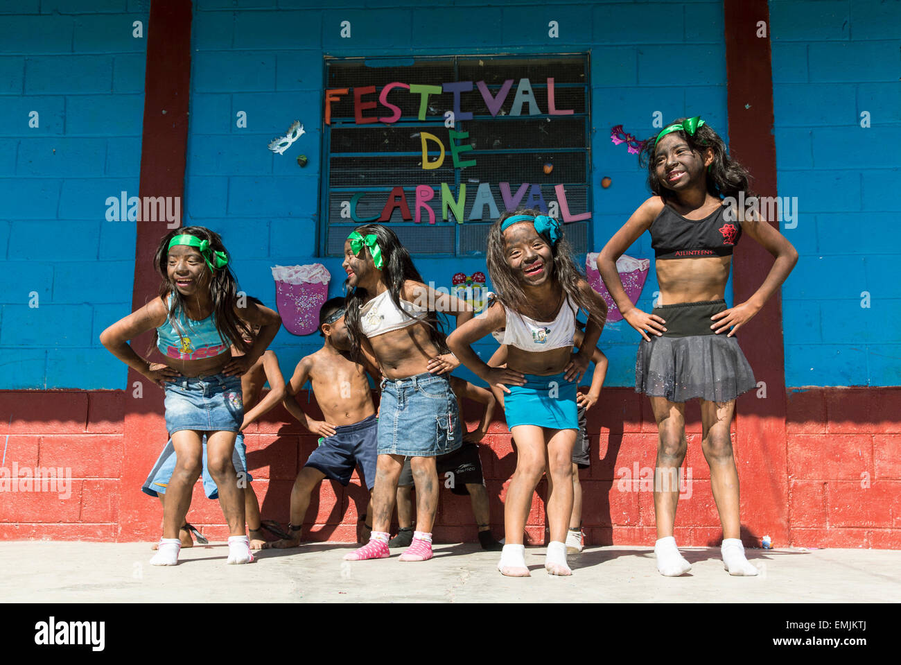 Guatemala,Jalapa, children dressed in costume for Carnaval or Mardi Gras Stock Photo
