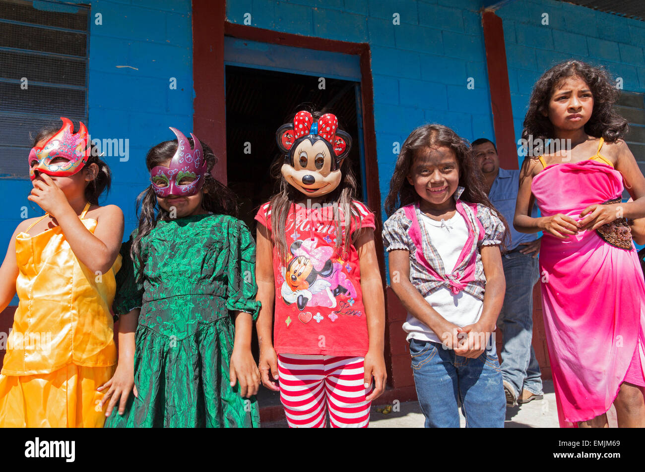 Guatemala,Jalapa, children dressed in costume for Carnaval or Mardi Gras Stock Photo