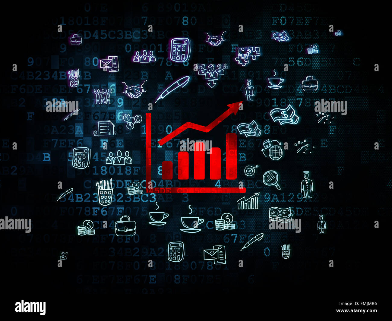 Finance concept: Growth Graph on Digital background Stock Photo - Alamy