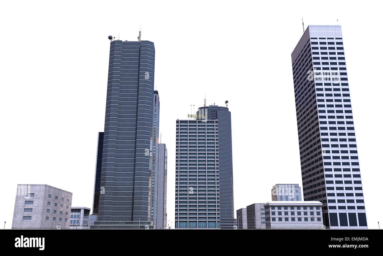 City Buildings Isolated On White Stock Photo - Alamy