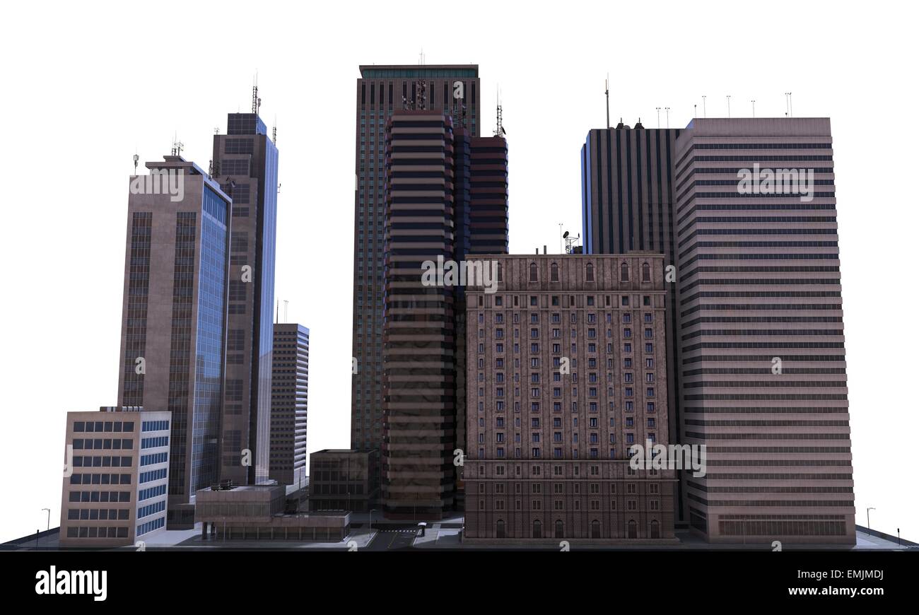 City Buildings Isolated On White Stock Photo - Alamy