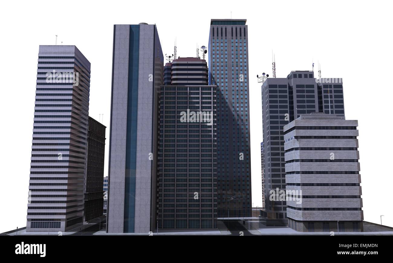 City Buildings Isolated On White Stock Photo - Alamy