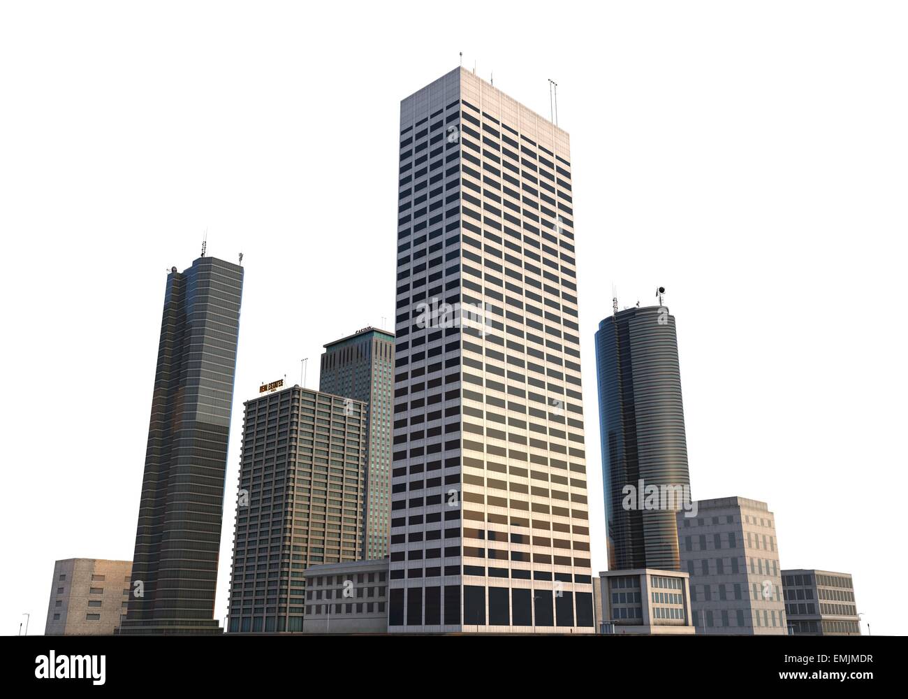 City Buildings Isolated On White Stock Photo - Alamy
