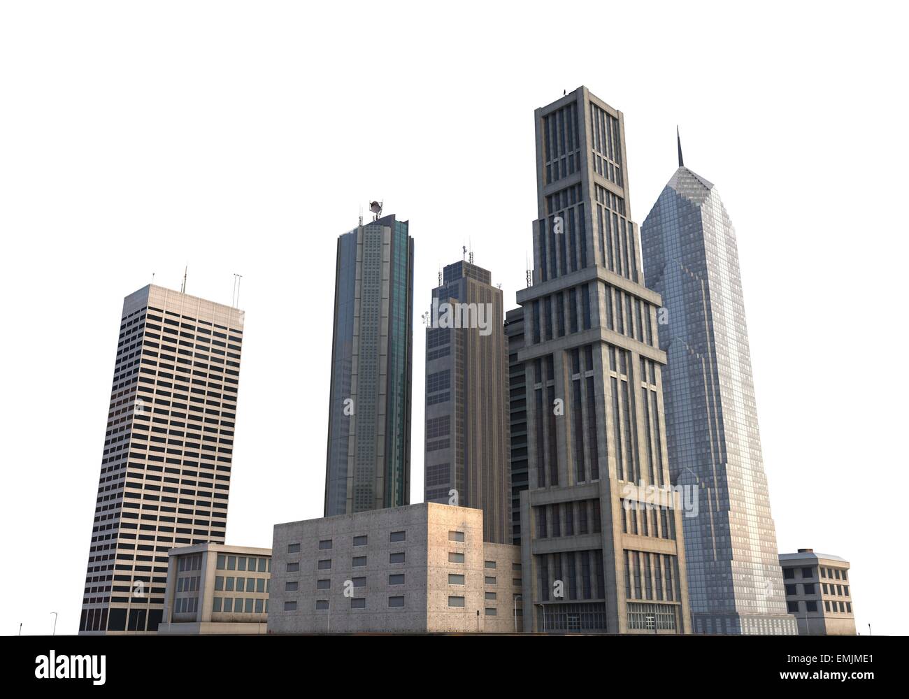 City Buildings Isolated On White Stock Photo - Alamy