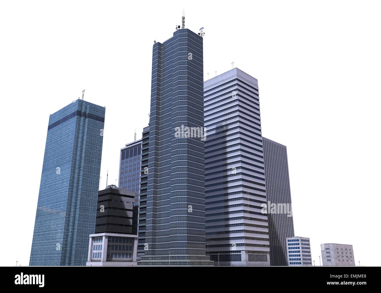 City Buildings Isolated On White Stock Photo - Alamy