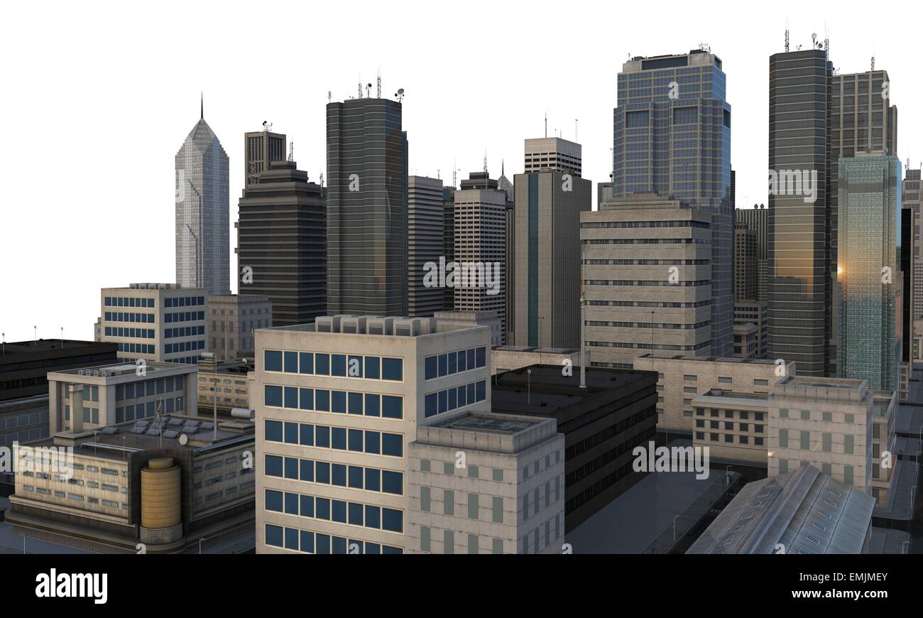 City Buildings Isolated On White Stock Photo - Alamy