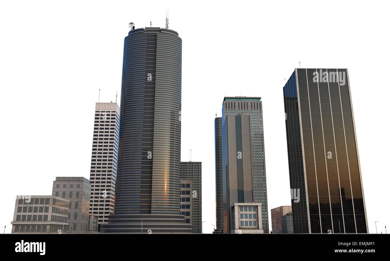 City Buildings Isolated On White Stock Photo - Alamy