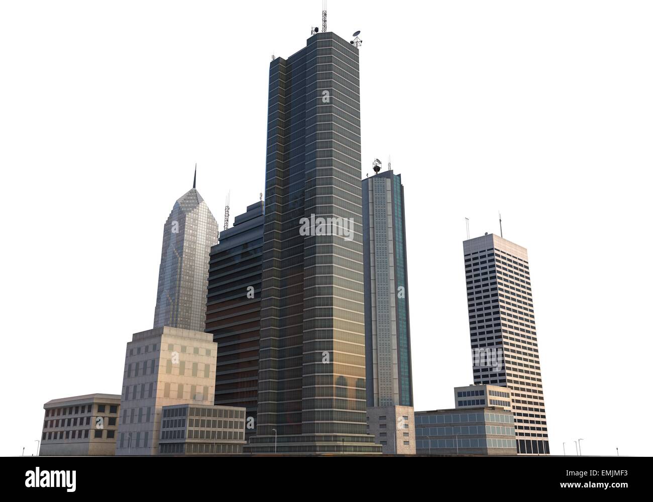 City Buildings Isolated On White Stock Photo - Alamy