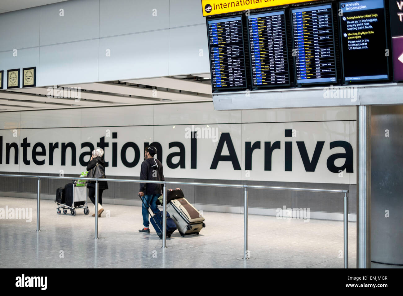 Arrivals Hall, terminal 5, Heathrow airport, London, United Kingdom Stock Photo