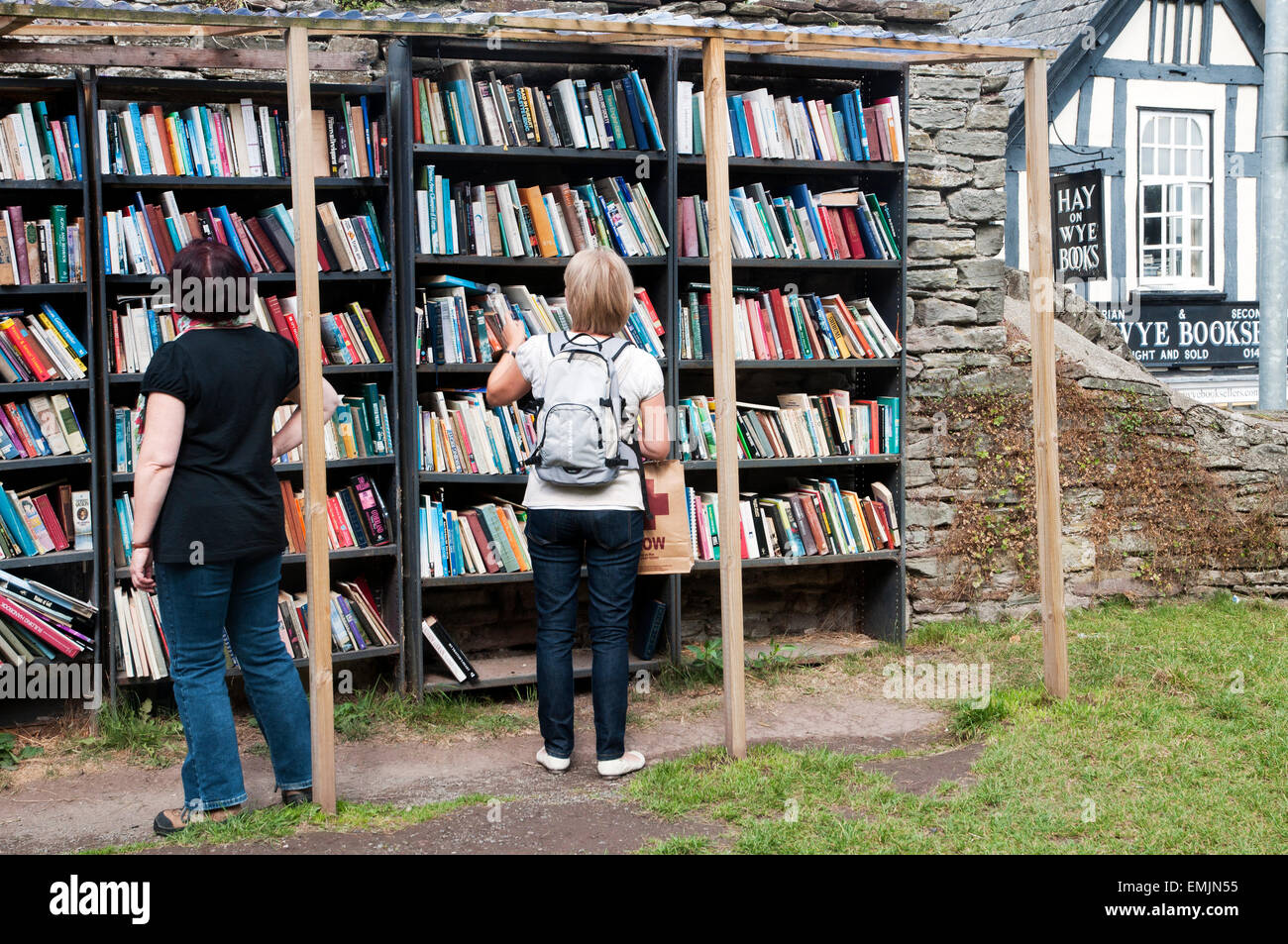 Second hand books in the gardens of the Castle of HayonWye, second