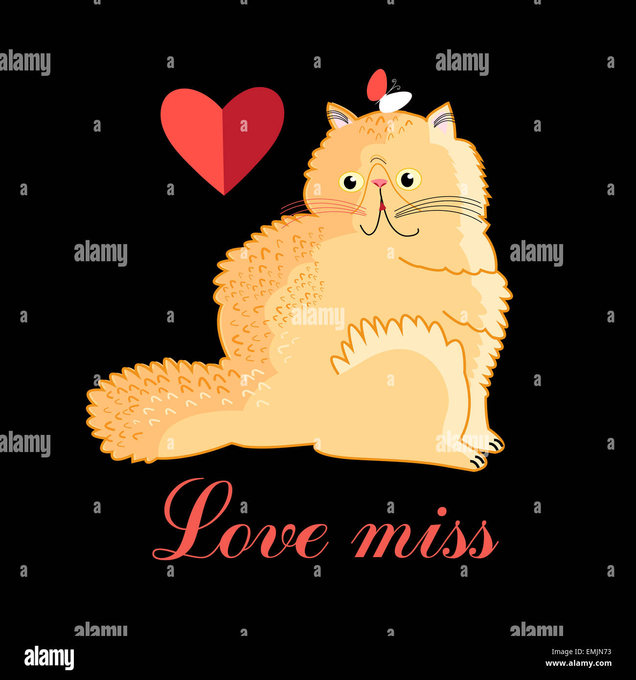 funny love with persian cat on a black background Stock Photo