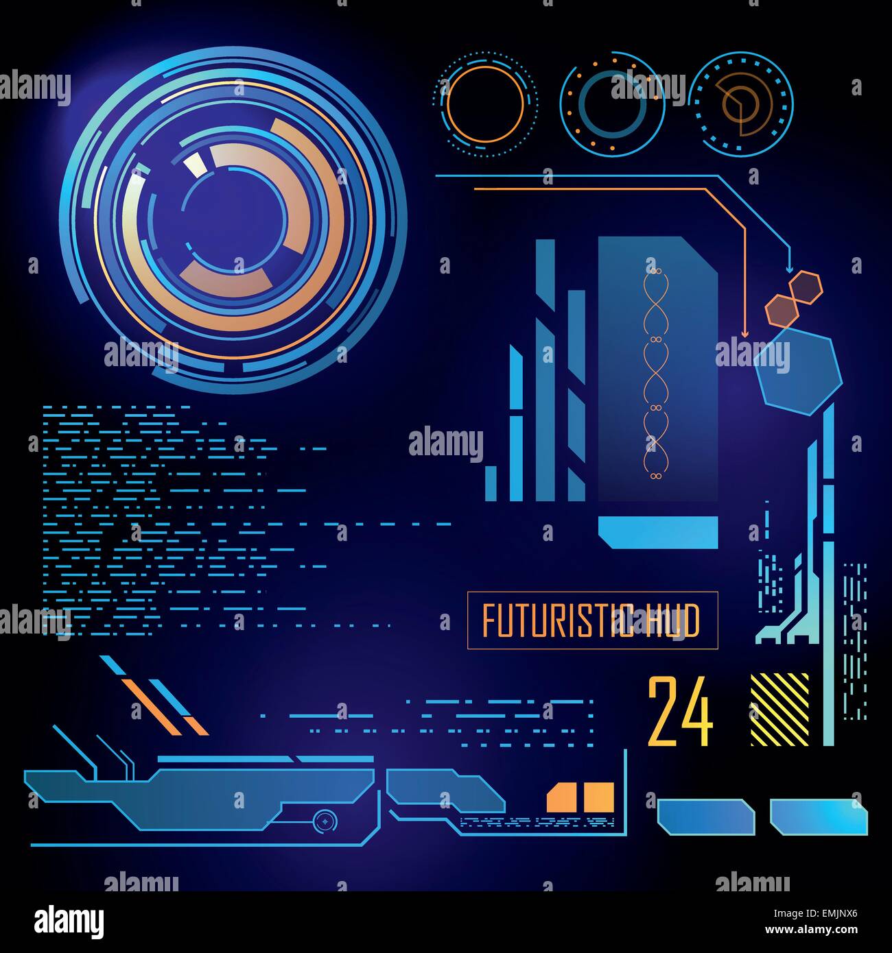Futuristic blue virtual graphic touch user interface HUD Stock Vector