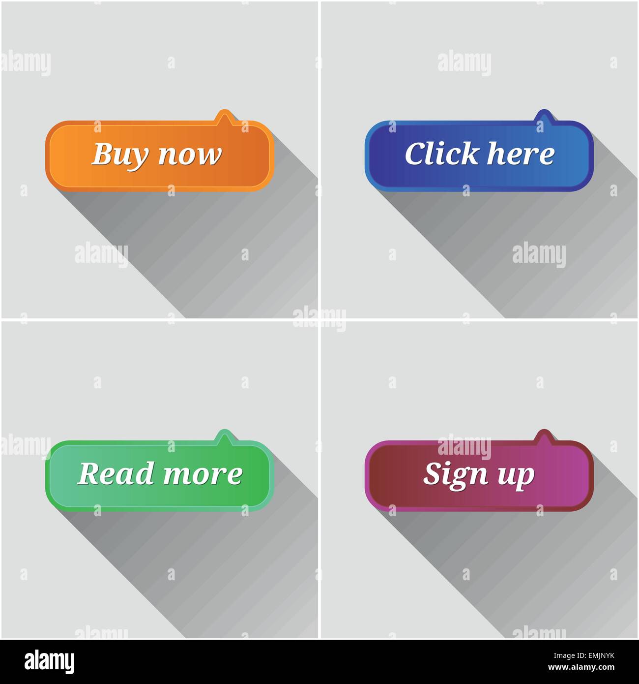 Colorful modern flat web buttons set with long shadow Stock Vector ...