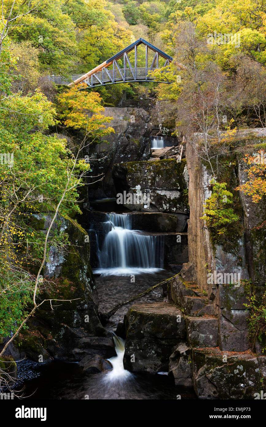 Bracklinn Falls near the village of Callander in the Stirling region of Scotland. Stock Photo