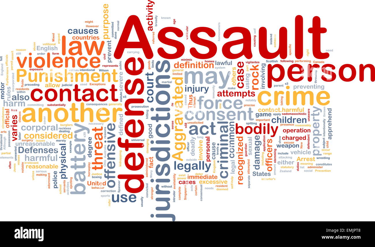Background concept wordcloud of assault crime Stock Photo - Alamy