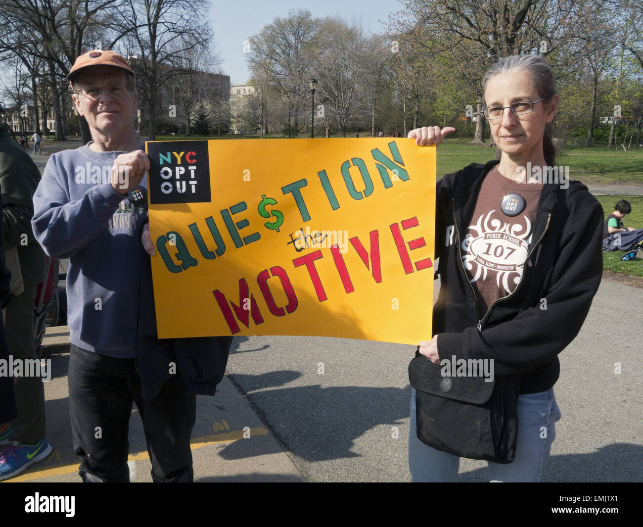 NYC Opt-Out rally in Prospect Park in Brooklyn, NY, April 21, 2015. Stock Photo