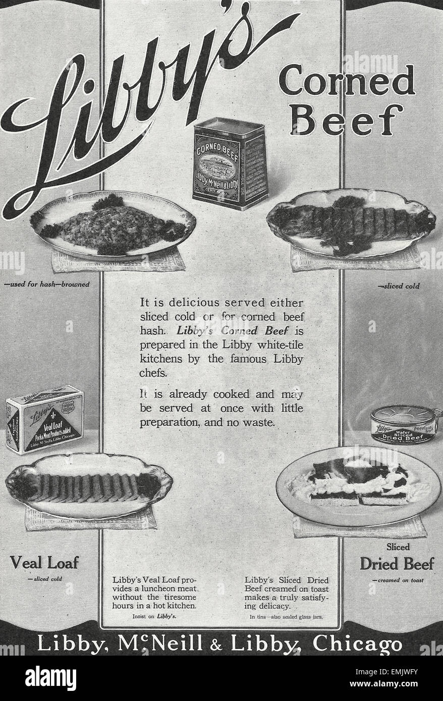 Libby's Corned Beef Advertisement, circa 1916 Stock Photo Alamy