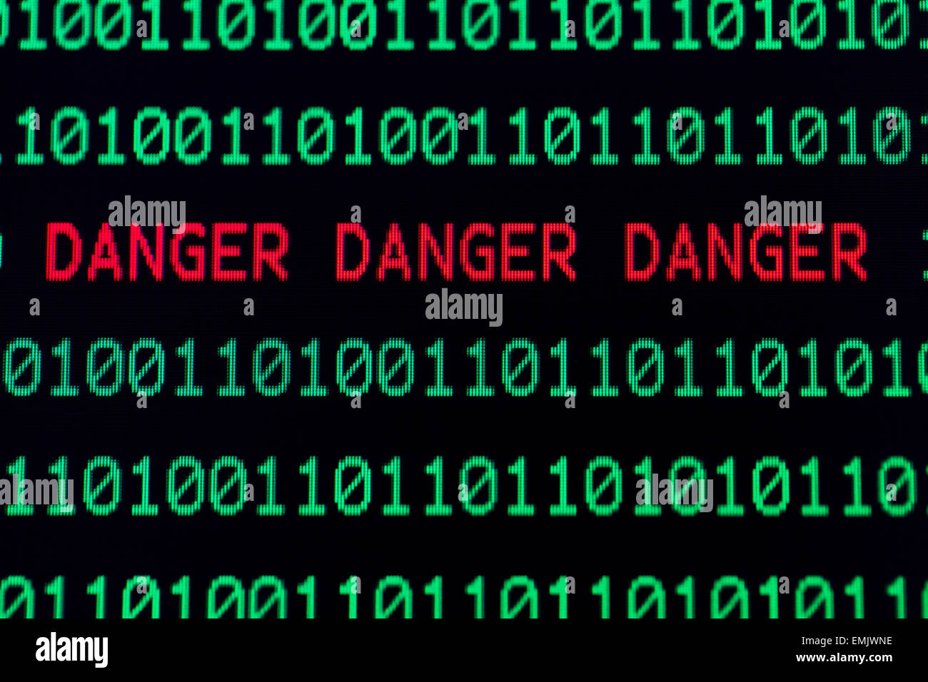 Danger message on computer screen Stock Photo