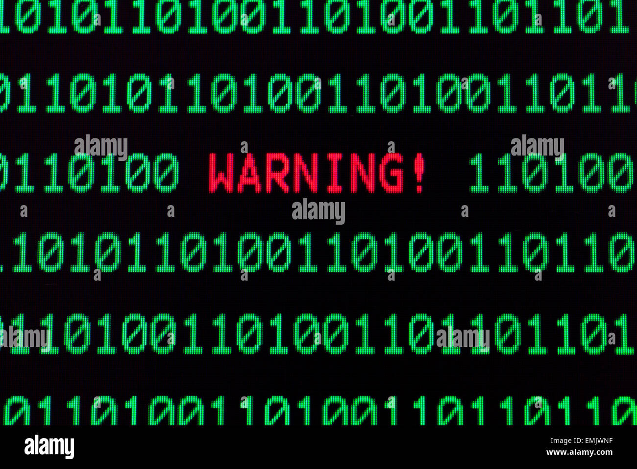 Warning message on computer screen Stock Photo