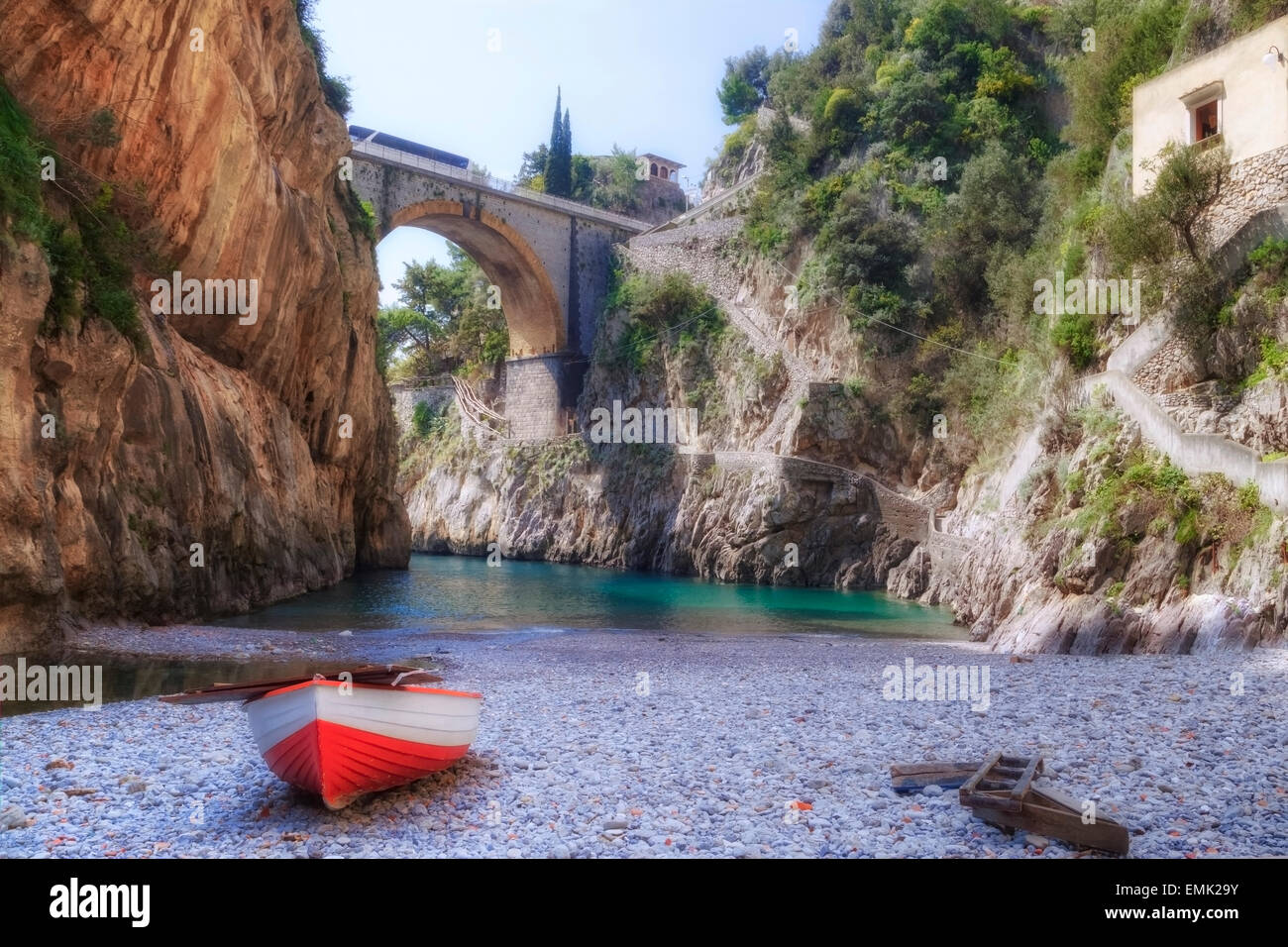 Furore, Coast of Amalfi, Salerno, Campania, Italy Stock Photo
