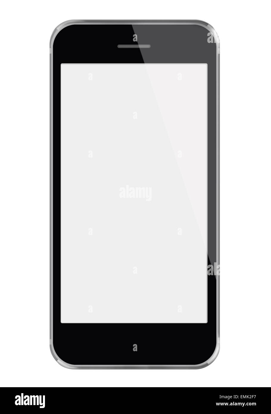 Realistic mobile phone with blank screen isolated on white background ...