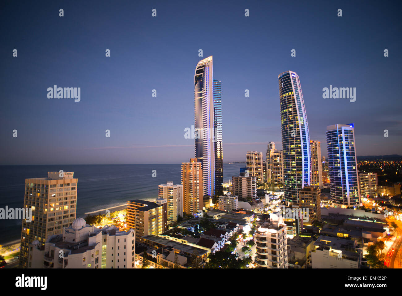 Surfers Paradise dramatic city sunset Queensland Stock Photo