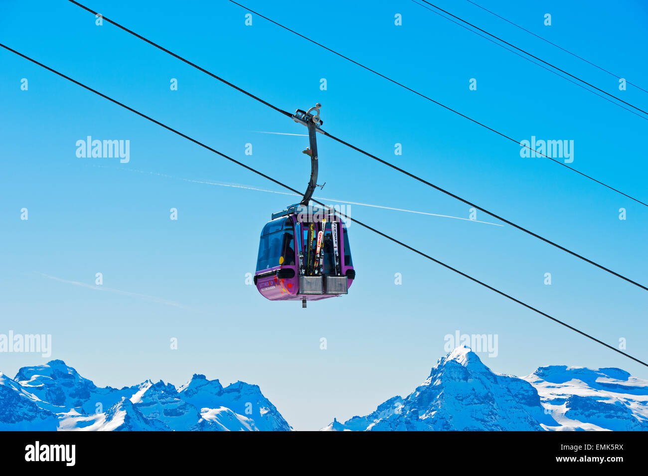 Gondola of the Bettmerhorn cable car, Aletsch Arena, Bettmeralp, Canton of Valais, Switzerland Stock Photo