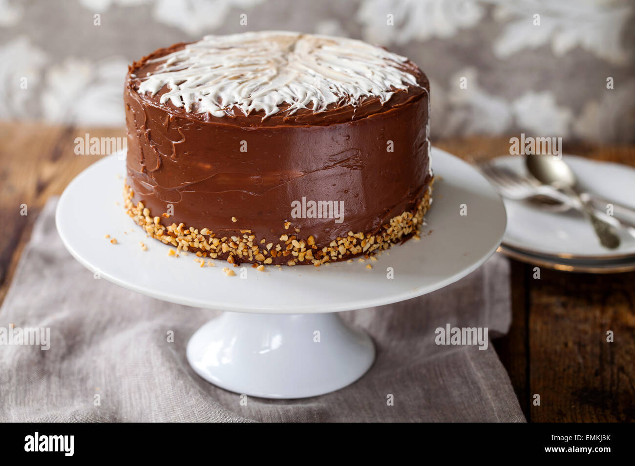 Coffee And Hazelnut Cake Stock Photo 81565895 Alamy