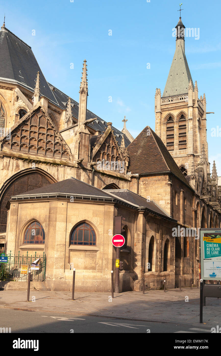 Paris, France - August 09, 2014: Gothic style architecture, medieval Church of Saint-Severin, Paris, France Stock Photo