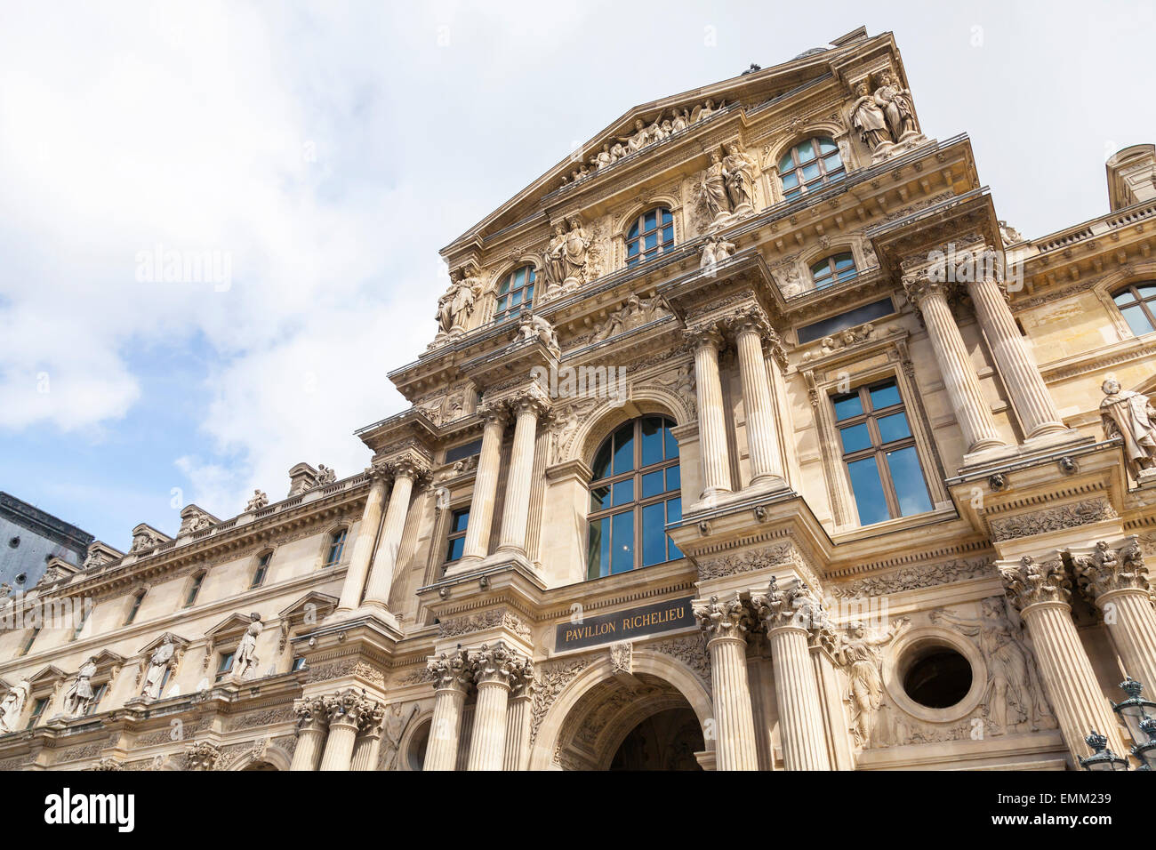 Paris, France - August 09, 2014: Facade of The Louvre museum, Pavillon Richeleu Stock Photo