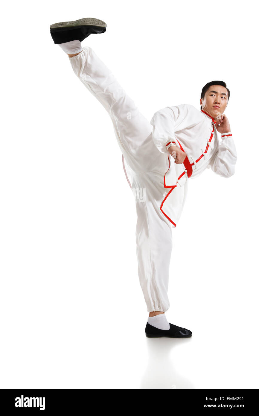 A young man in the practice Chinese Kung Fu Stock Photo Alamy